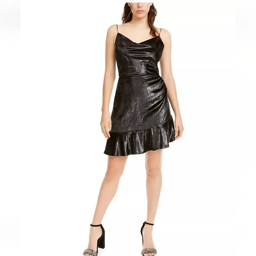 Leyden Shimmery Ruffle-Hem Dress Juniors XL